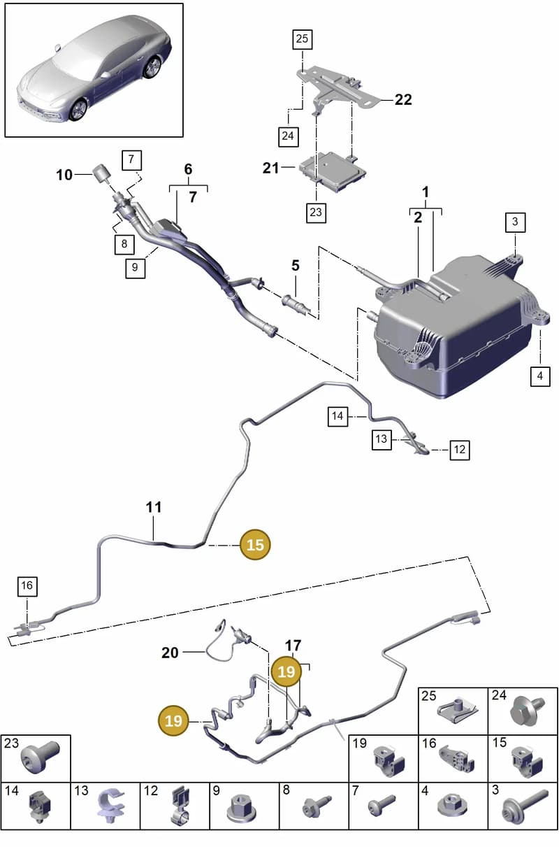 971131087 — Porsche Panamera (2016-2020) diagram p49201060, position 15+19