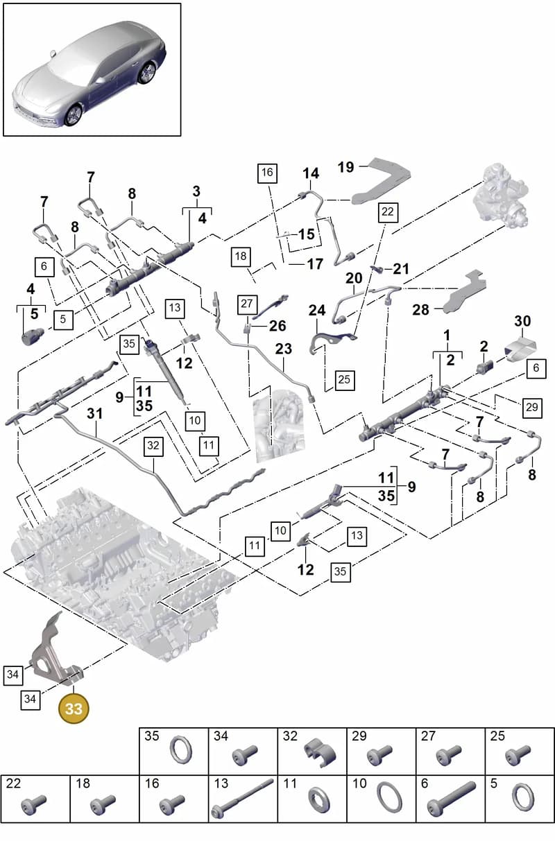 971133436 — Porsche Panamera (2016-2020) diagram p49107010, position 33