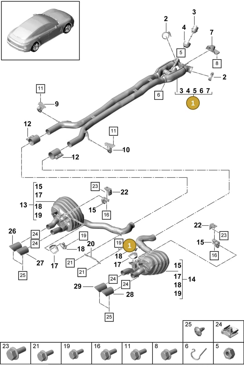 971253209G — Porsche Panamera (2016-2020) diagram p49203025, position 1