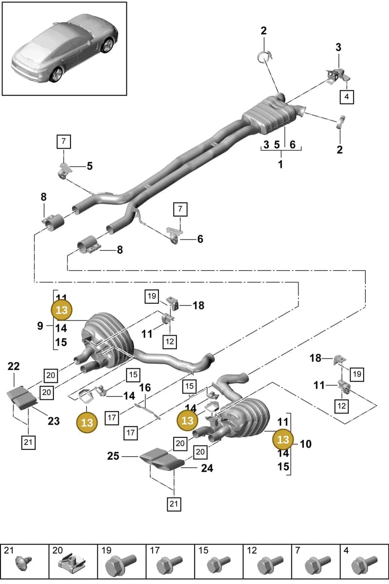 971253235A — Porsche Panamera (2016-2020) diagram p49203000, position 13
