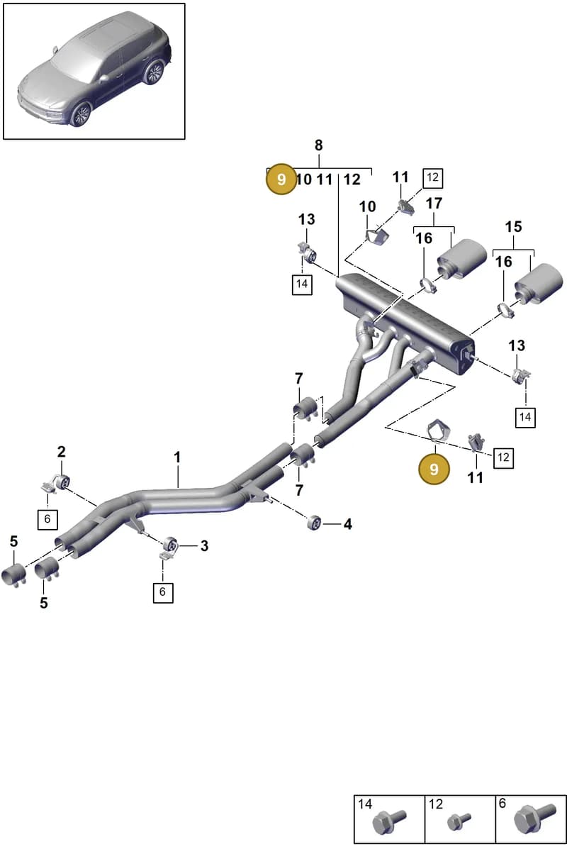 971253235A — Porsche Cayenne (2017-2023) diagram p51203050, position 9