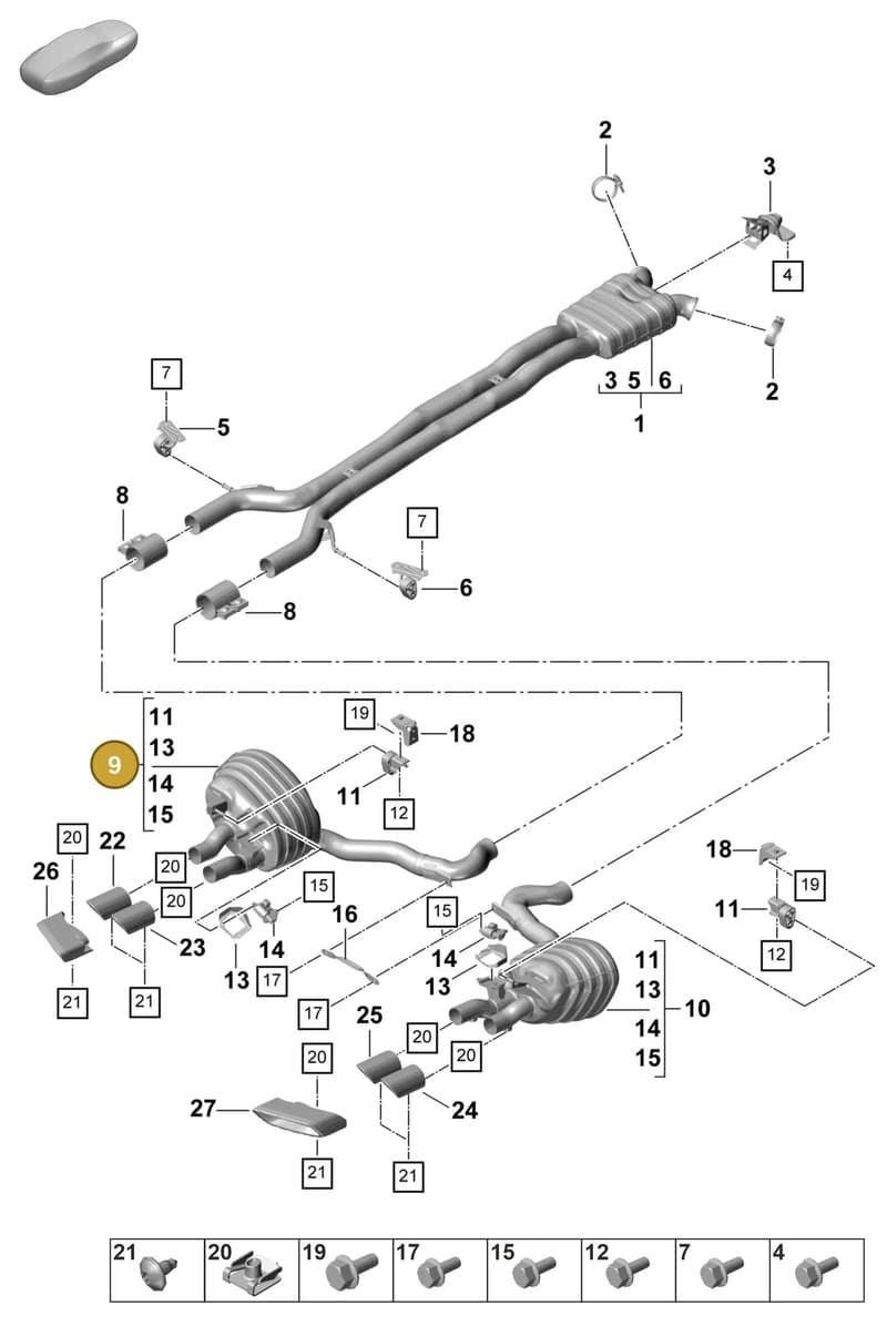 971253607A — Porsche Panamera (2020-2023) diagram p58203010, position 9