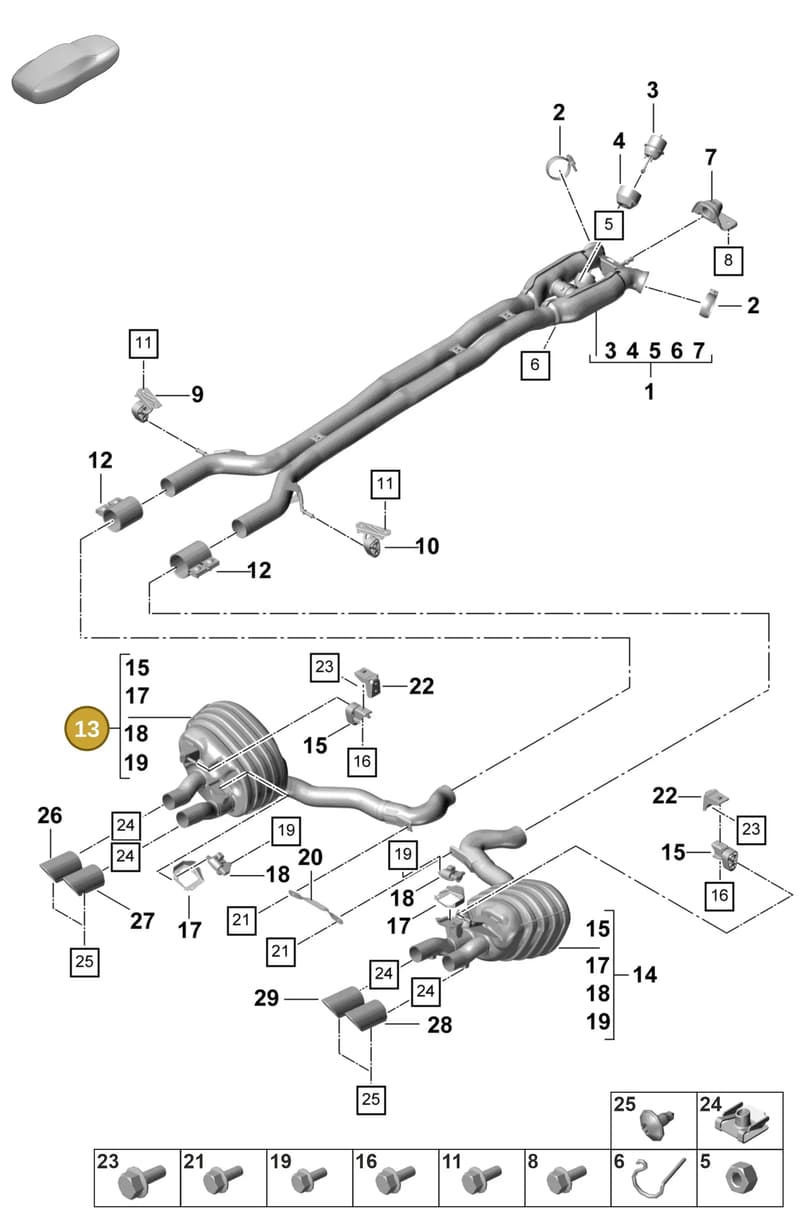 971253607C — Porsche Panamera (2020-2023) diagram p58203050, position 13