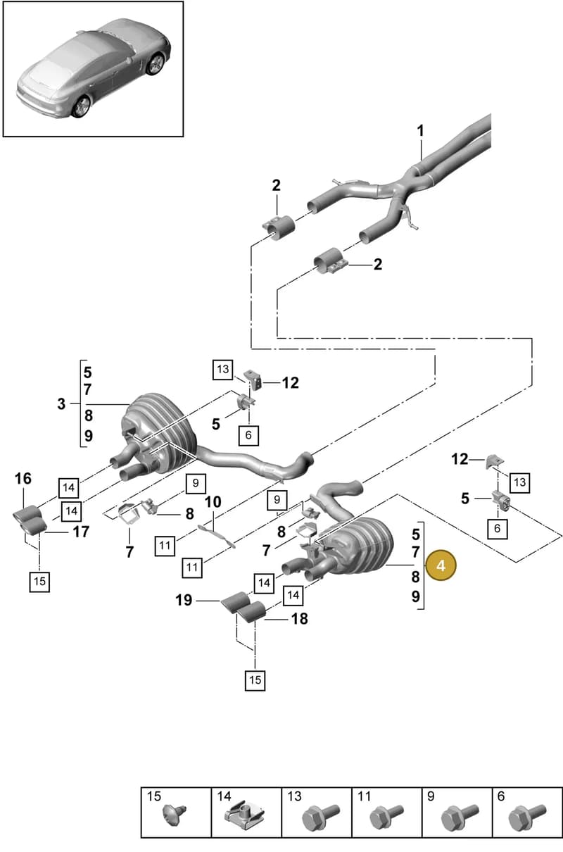 971253608EY — Porsche Panamera (2016-2020) diagram p49203040, position 4