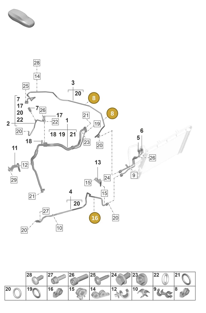 971260197 — Porsche 911 (2021-2022) diagram p59814710, position 8+16