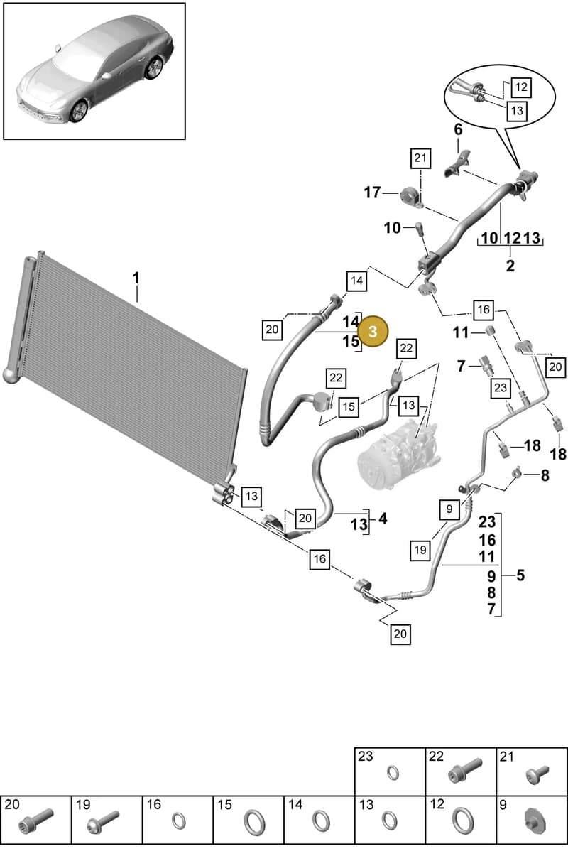 971260707M — Porsche Panamera (2016-2020) diagram p49814030, position 3