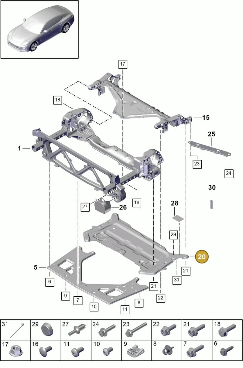 971407129K — Porsche Panamera (2016-2020) diagram p49401000, position 20