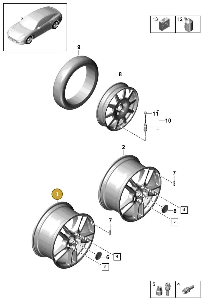 971601025DOB5 — Porsche Panamera (2016-2020) diagram p49601000, position 1
