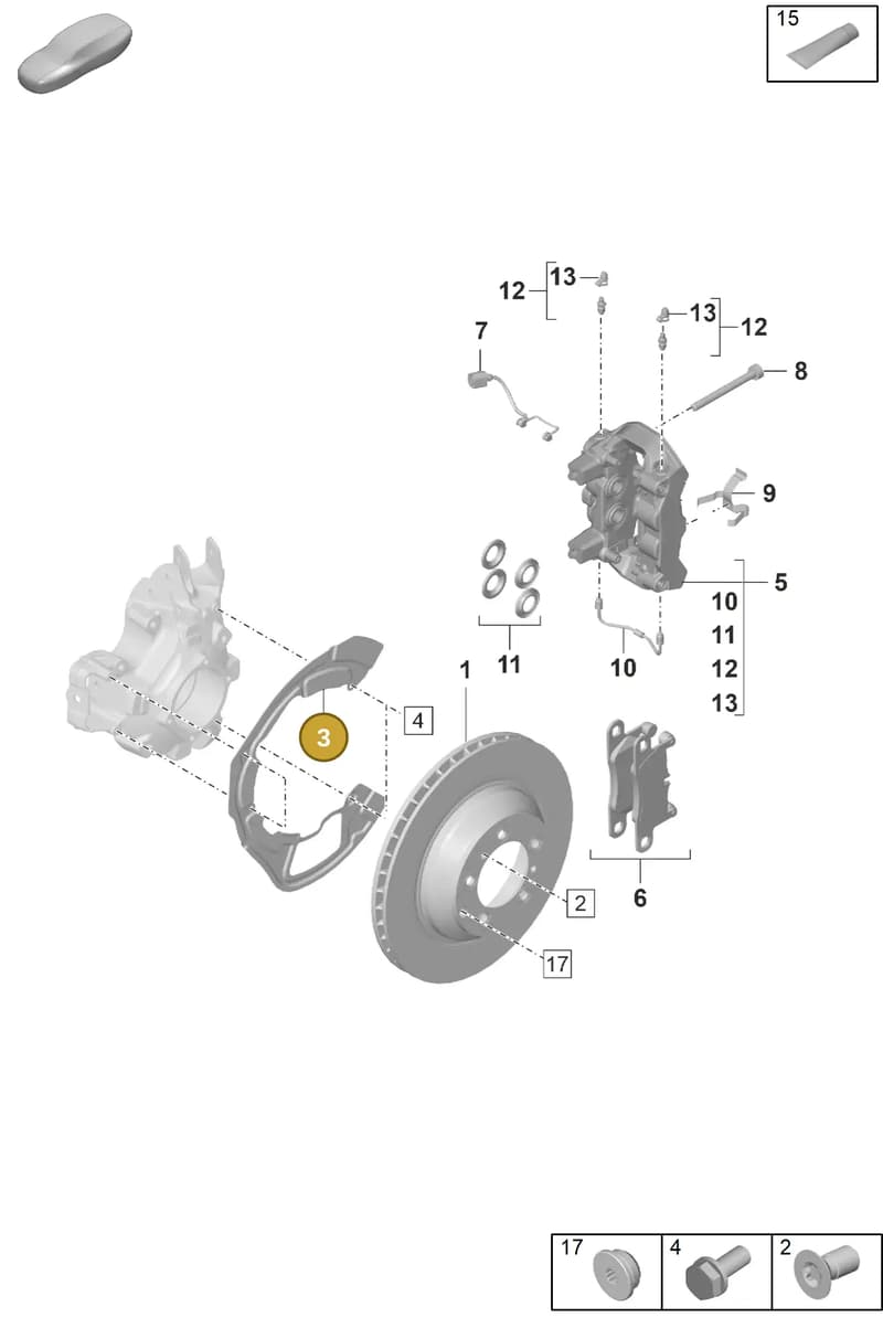 971615611F — Porsche Panamera (2020-2023) diagram p58603000, position 3
