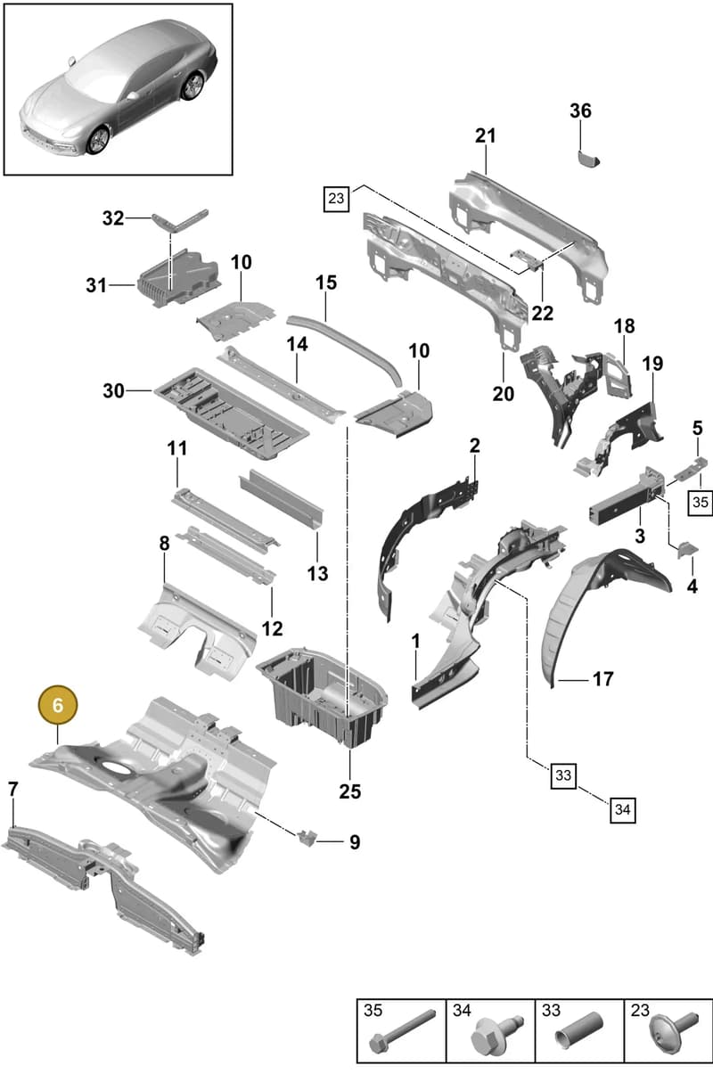 971802215YGRV — Porsche Panamera (2016-2020) diagram p49801030, position 6