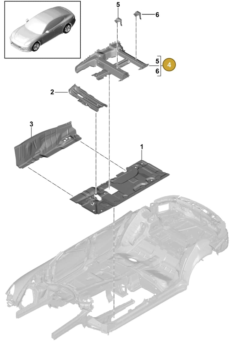 971802225YGRV — Porsche Panamera (2016-2020) diagram p49801020, position 4