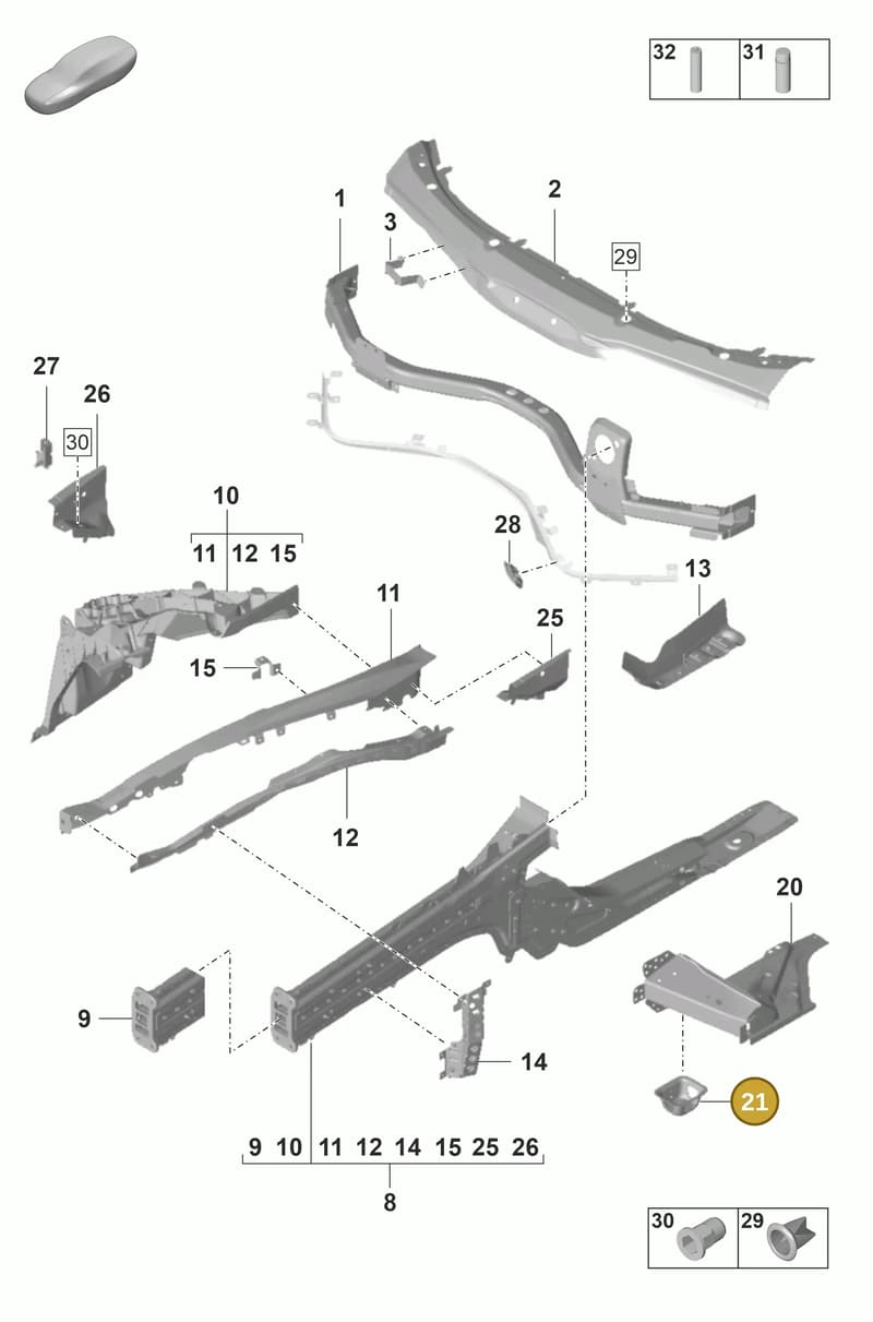 971802772YGRV — Porsche Panamera (2020-2023) diagram p58801100, position 21