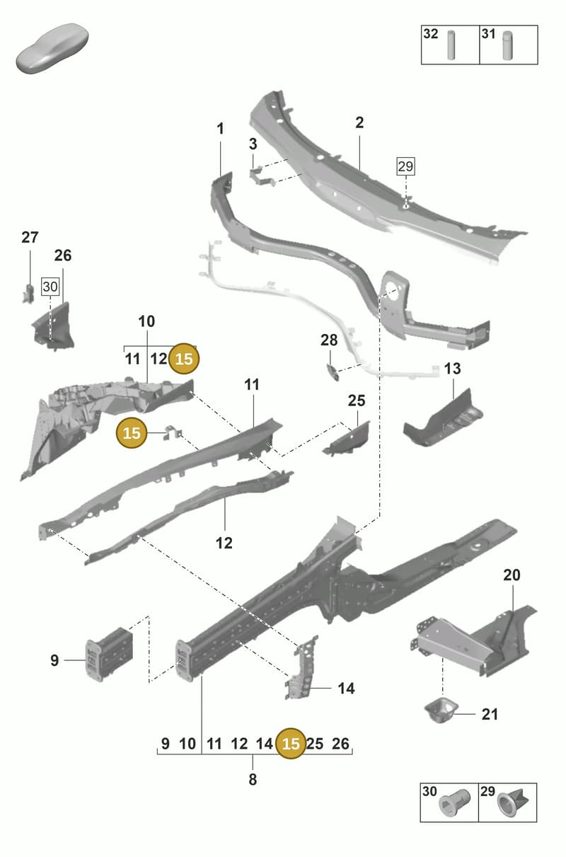 971803041BYGRV — Porsche Panamera (2020-2023) diagram p58801100, position 15