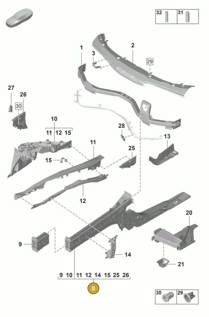 971803091YGRV — Porsche Panamera (2020-2023) diagram p58801100, position 8