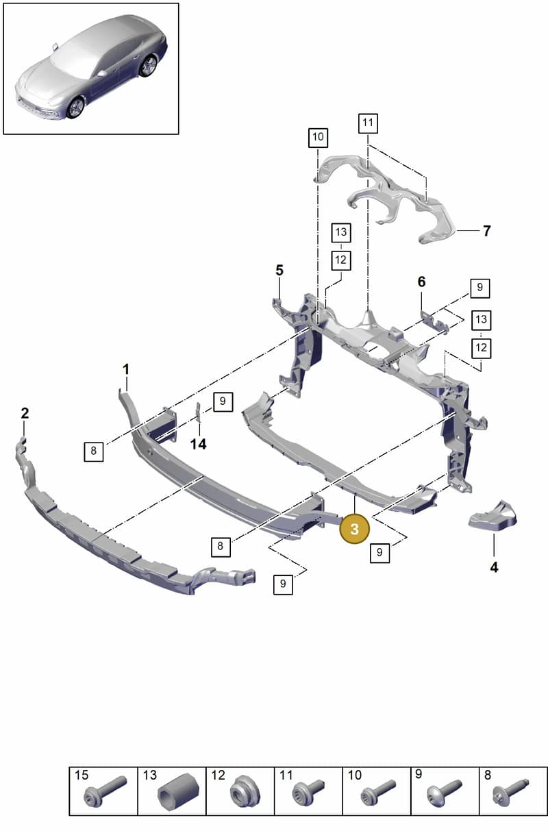 971803821B — Porsche Panamera (2016-2020) diagram p49802050, position 3
