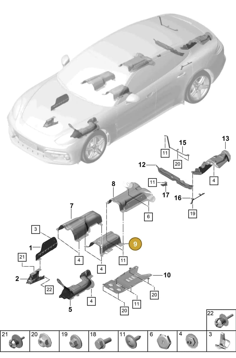 971804164 — Porsche Panamera (2016-2020) diagram p49801080, position 9