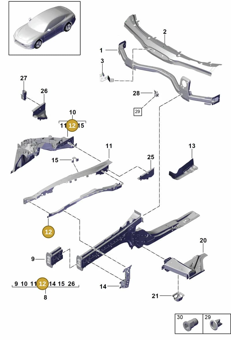 971805162YGRV — Porsche Panamera (2016-2020) diagram p49801010, position 12