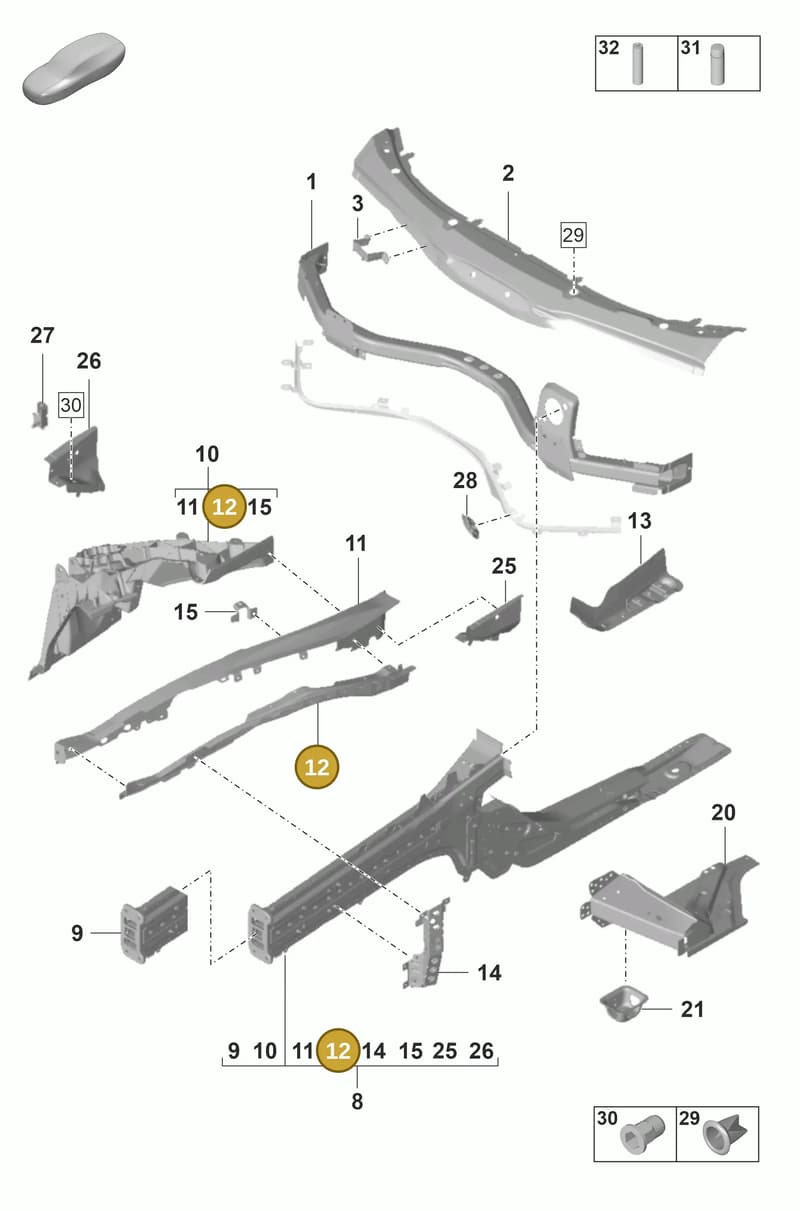 971805162YGRV — Porsche Panamera (2020-2023) diagram p58801100, position 12