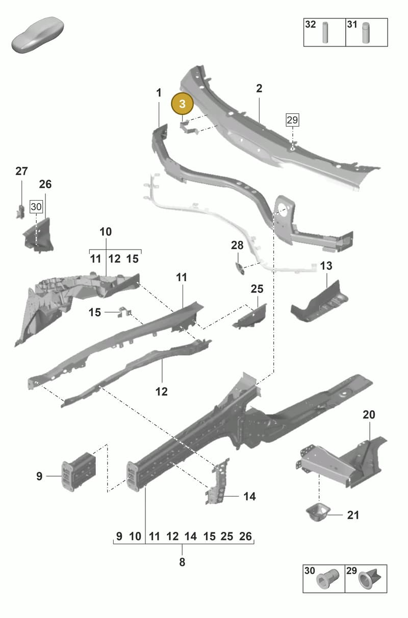 971805202YGRV — Porsche Panamera (2020-2023) diagram p58801100, position 3