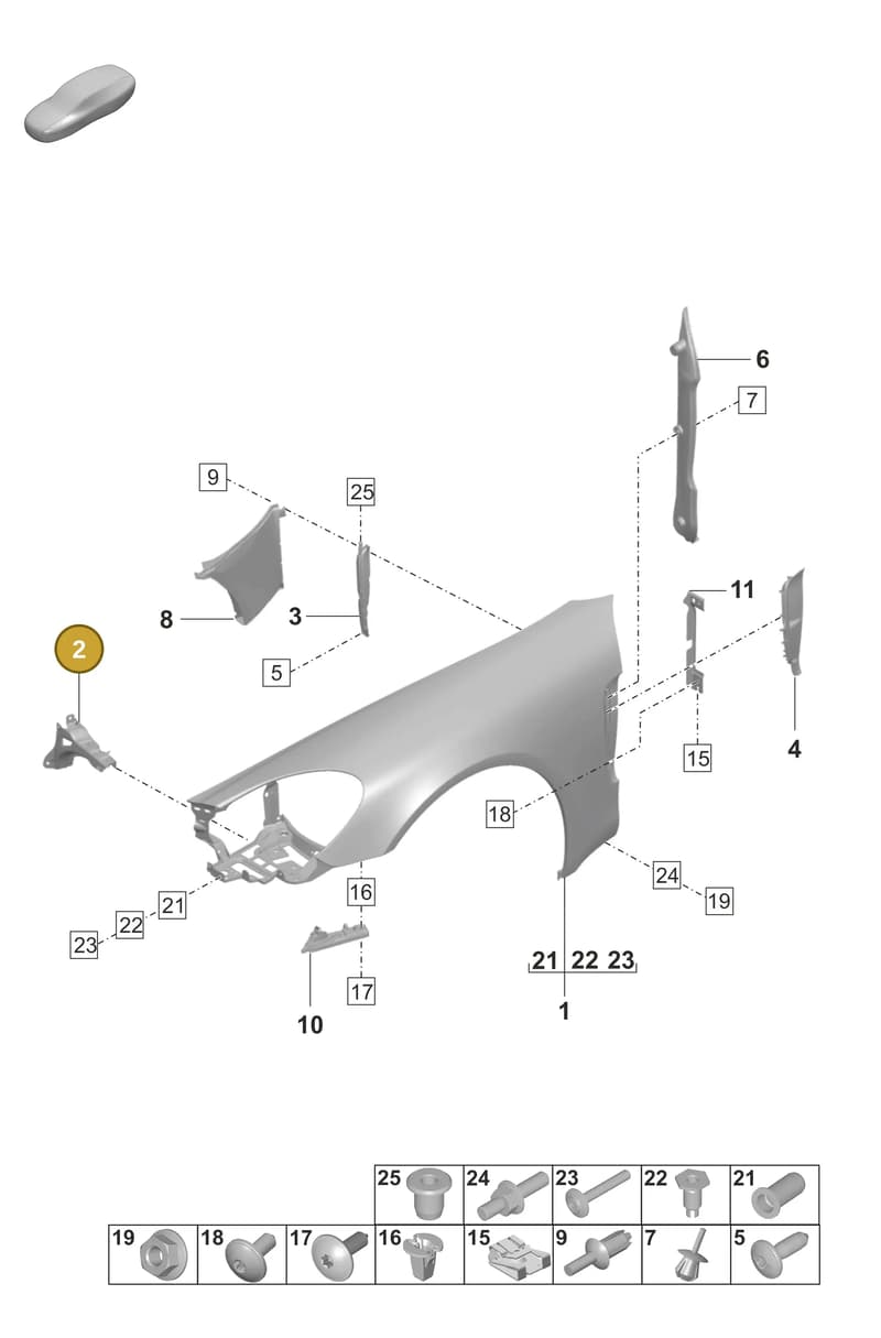 971805374YGRV — Porsche Panamera (2020-2023) diagram p58801400, position 2