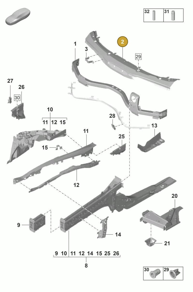 971806713YGRV — Porsche Panamera (2020-2023) diagram p58801100, position 2