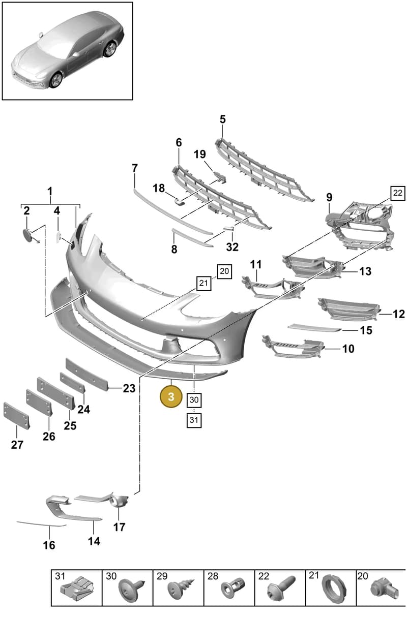 971807541BG2X — Porsche Panamera (2016-2020) diagram p49802020, position 3