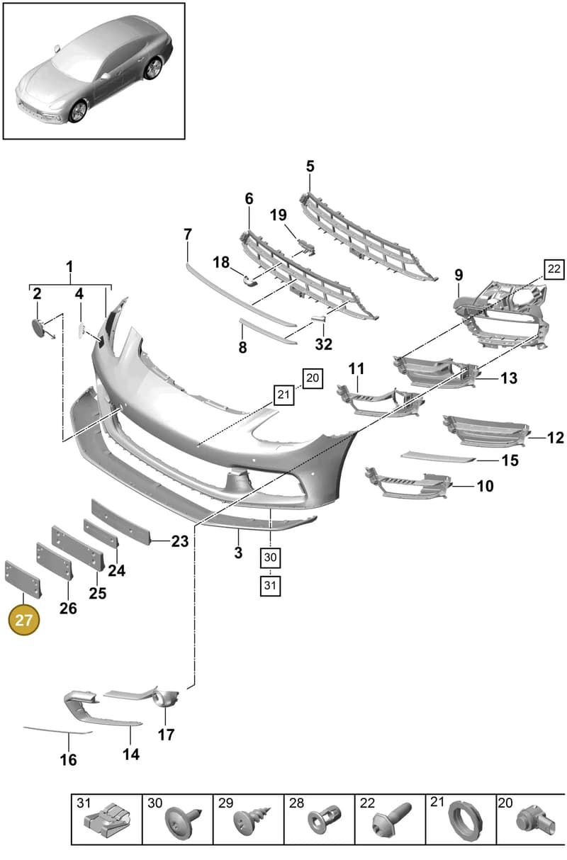 971807999NG2X — Porsche Panamera (2016-2020) diagram p49802020, position 27