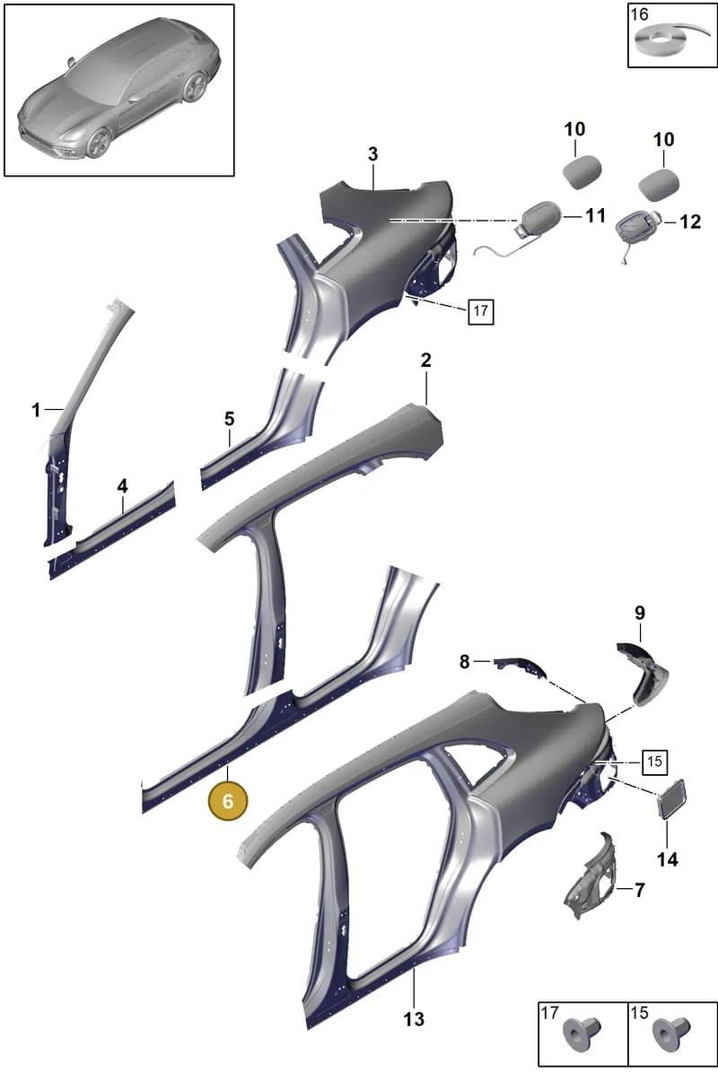 971809030YGRV — Porsche Panamera (2016-2020) diagram p49801060, position 6