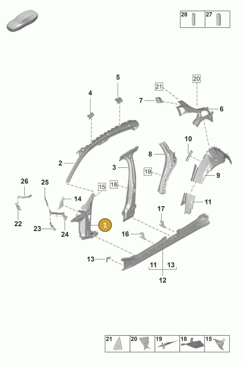 971809204YGRV — Porsche Panamera (2020-2023) diagram p58801510, position 1