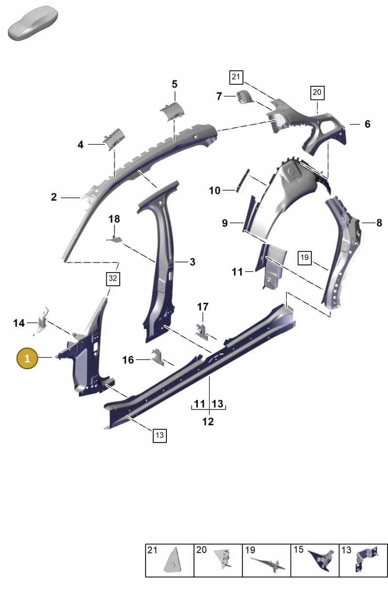 971809204YGRV — Porsche Panamera (2023-) diagram p62801510, position 1