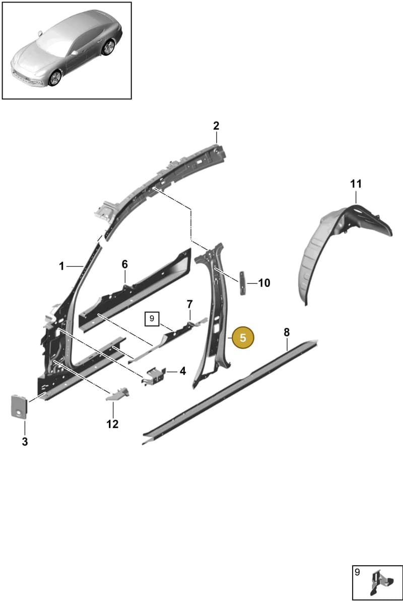 971809224YGRV — Porsche Panamera (2016-2020) diagram p49801050, position 5