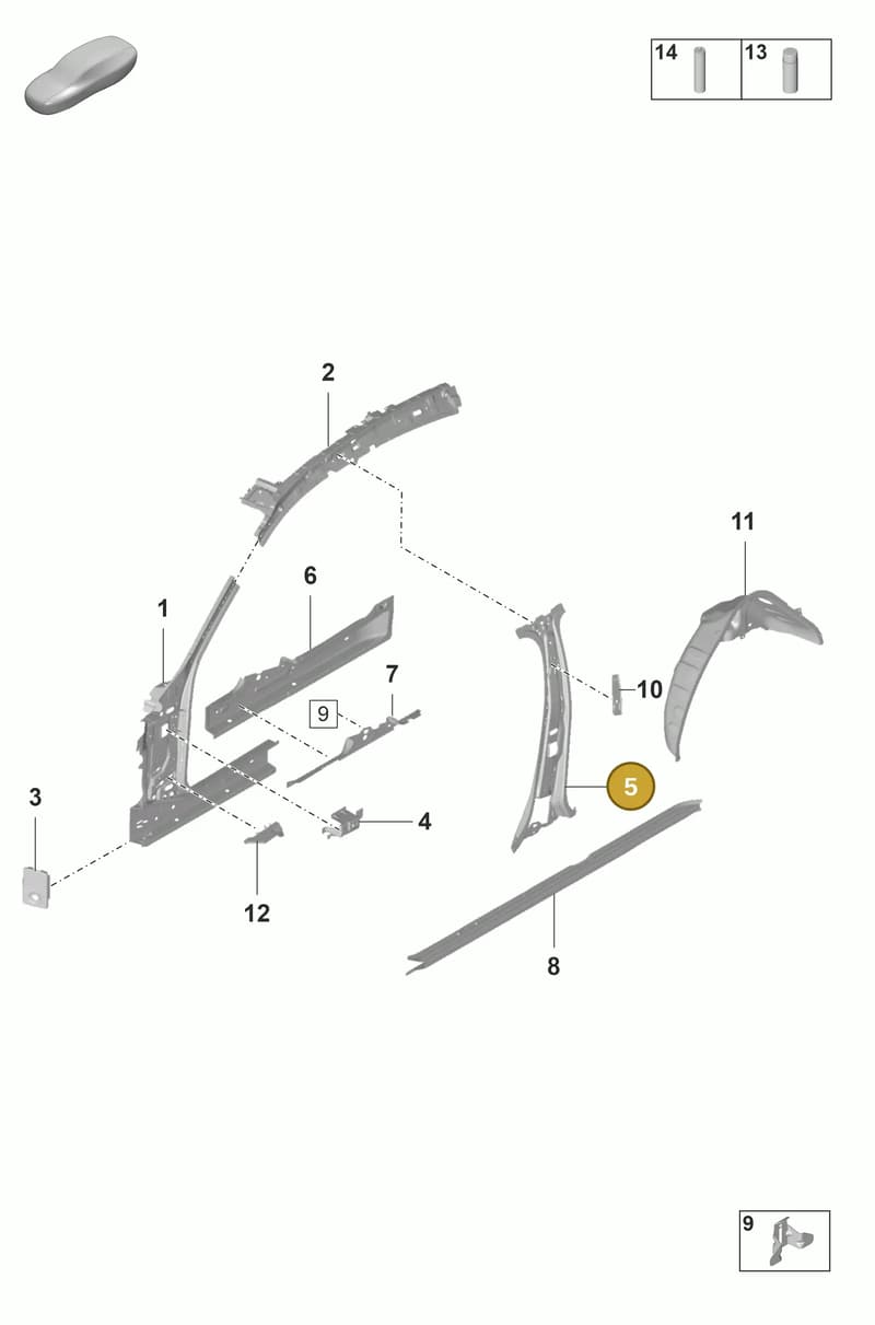 971809224YGRV — Porsche Panamera (2020-2023) diagram p58801500, position 5