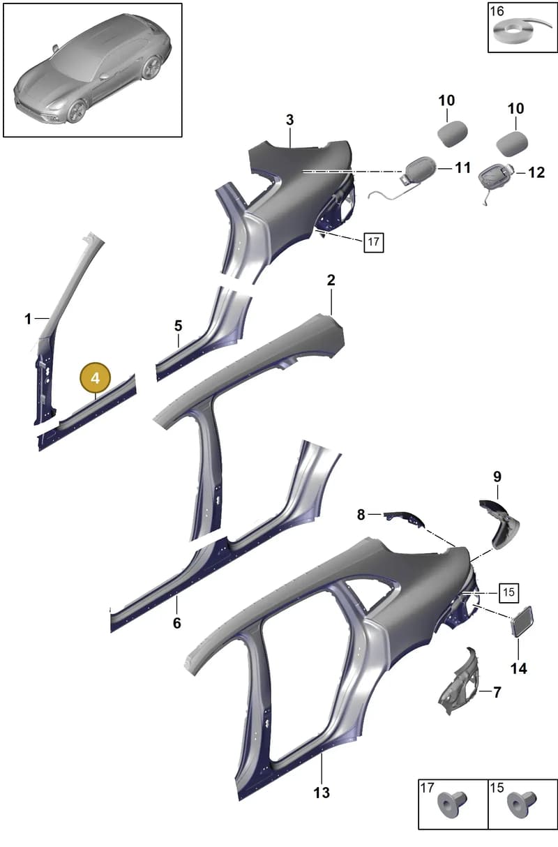 971809403YGRV — Porsche Panamera (2016-2020) diagram p49801060, position 4