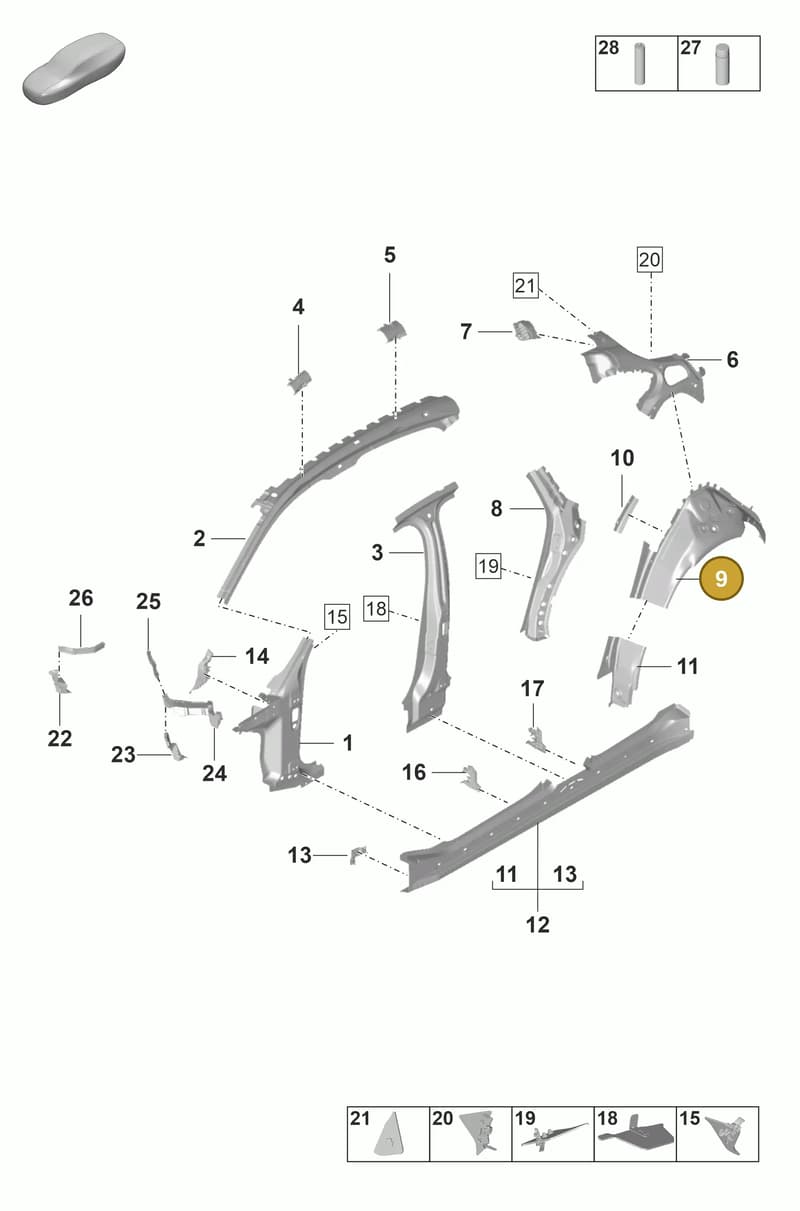 971809411AYGRV — Porsche Panamera (2020-2023) diagram p58801510, position 9