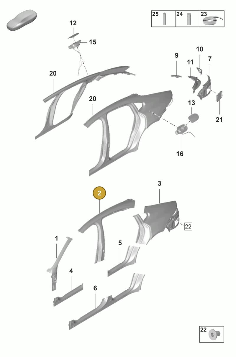 971809556YGRV — Porsche Panamera (2020-2023) diagram p58801550, position 2