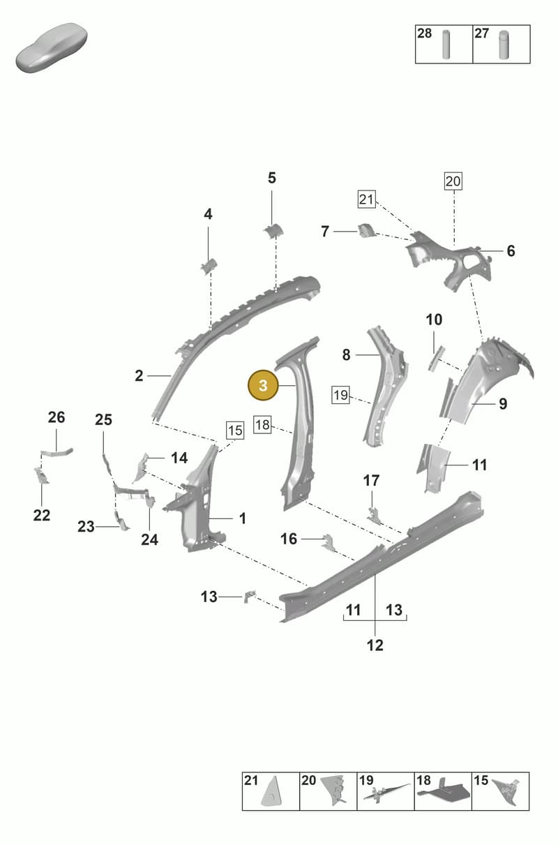 971809607YGRV — Porsche Panamera (2020-2023) diagram p58801510, position 3