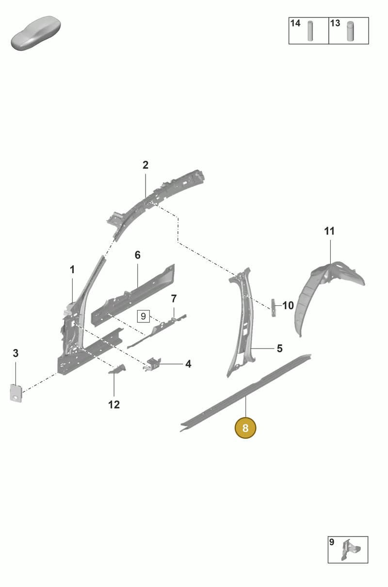971809630AYGRV — Porsche Panamera (2020-2023) diagram p58801500, position 8
