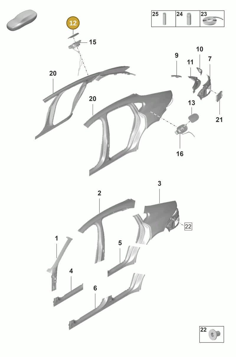 971809909A — Porsche Panamera (2020-2023) diagram p58801550, position 12