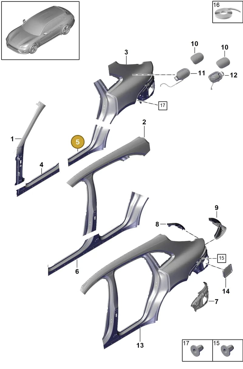 971810037YGRV — Porsche Panamera (2016-2020) diagram p49801060, position 5