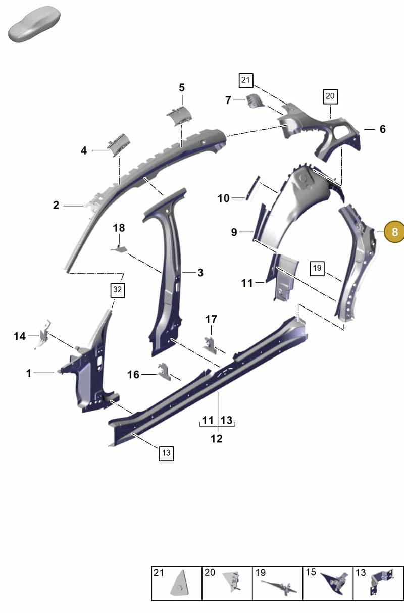 971810521YGRV — Porsche Panamera (2023-) diagram p62801510, position 8