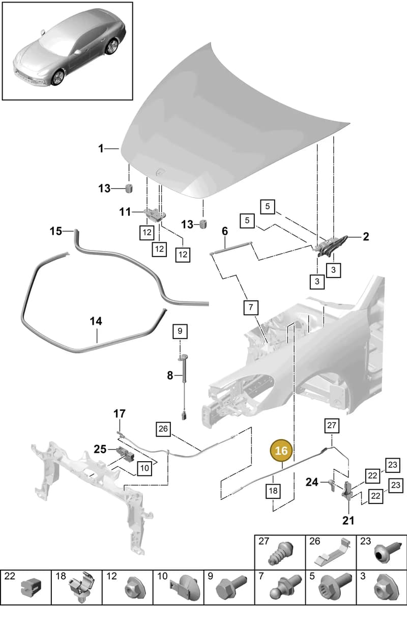 971813499A — Porsche Panamera (2016-2020) diagram p49803000, position 16
