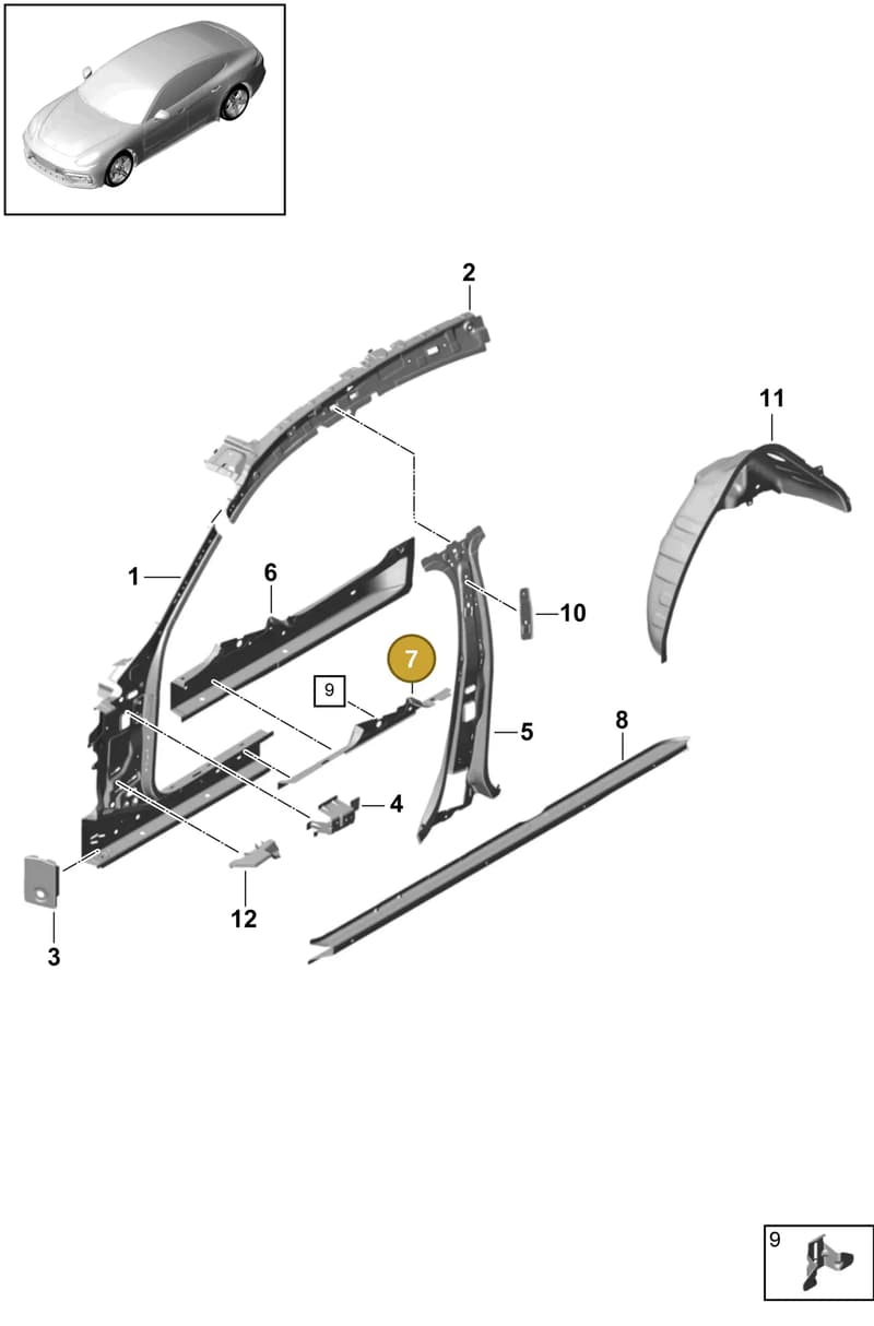971813516YGRV — Porsche Panamera (2016-2020) diagram p49801050, position 7