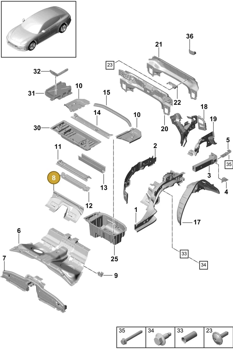 971813518YGRV — Porsche Panamera (2016-2020) diagram p49801030, position 8