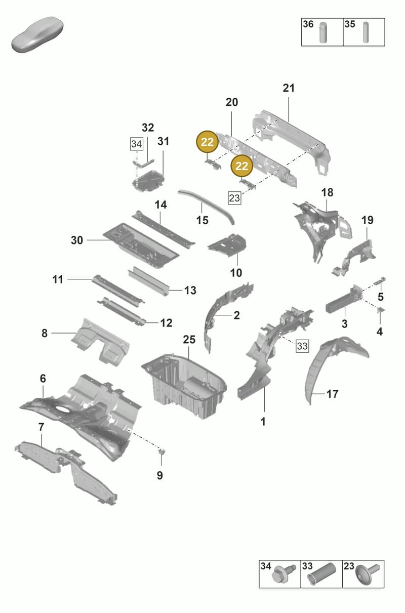971813549 — Porsche Panamera (2020-2023) diagram p58801300, position 22