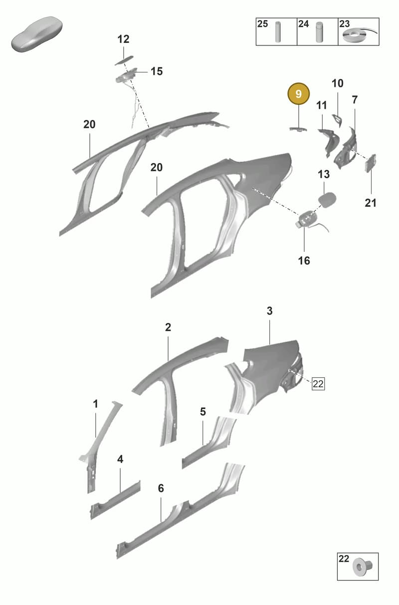 971813755YGRV — Porsche Panamera (2020-2023) diagram p58801550, position 9