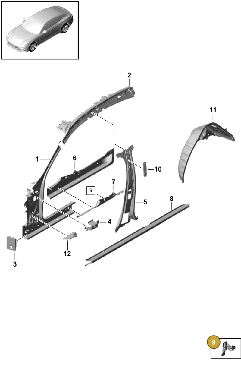971813756YGRV — Porsche Panamera (2016-2020) diagram p49801050, position 9