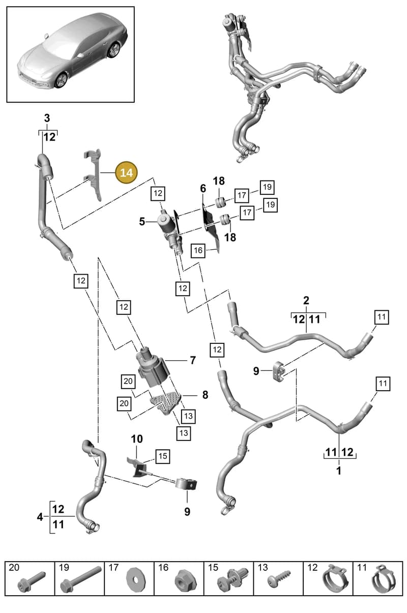 971819259A — Porsche Panamera (2016-2020) diagram p49813020, position 14