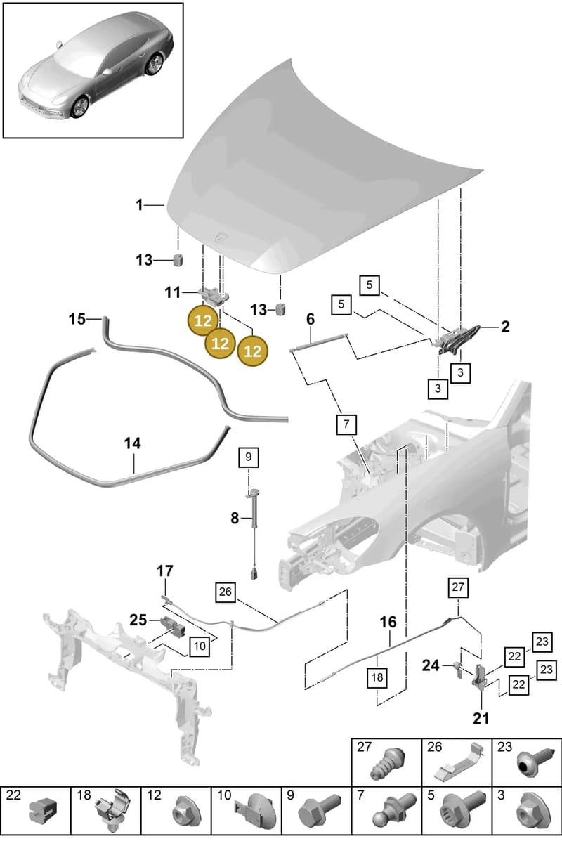 971827227 — Porsche Panamera (2016-2020) diagram p49803000, position 12