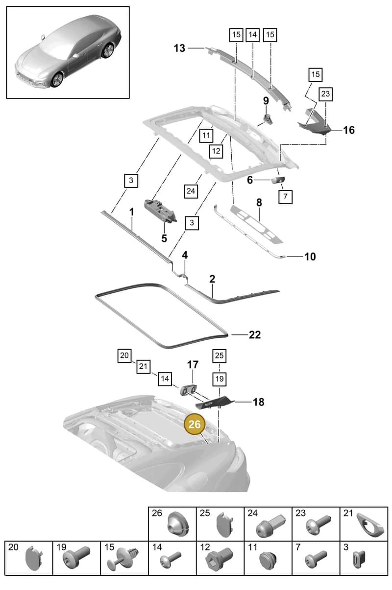 971827508A — Porsche Panamera (2016-2020) diagram p49803010, position 26