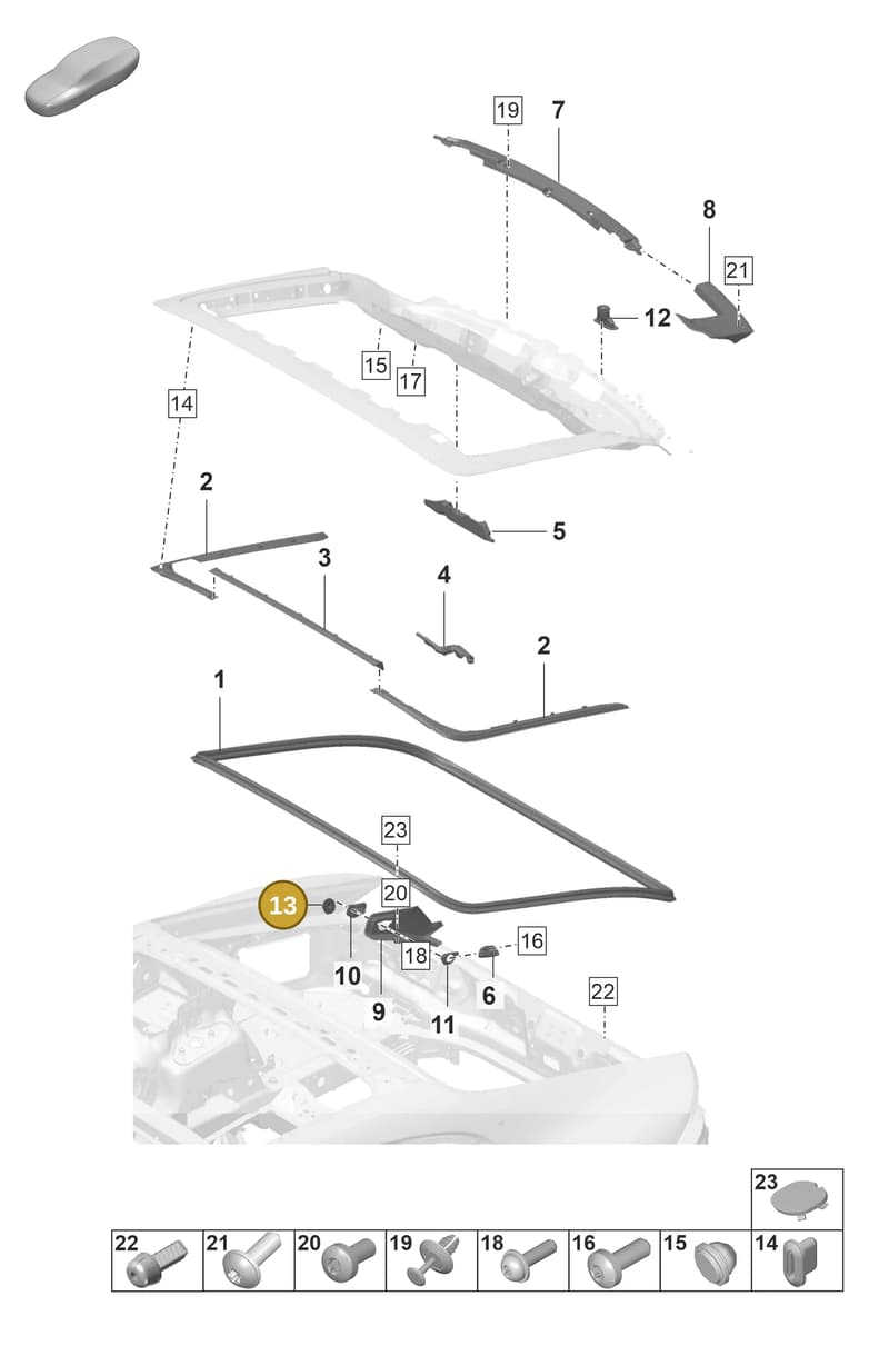 971827508A — Porsche Panamera (2020-2023) diagram p58803110, position 13